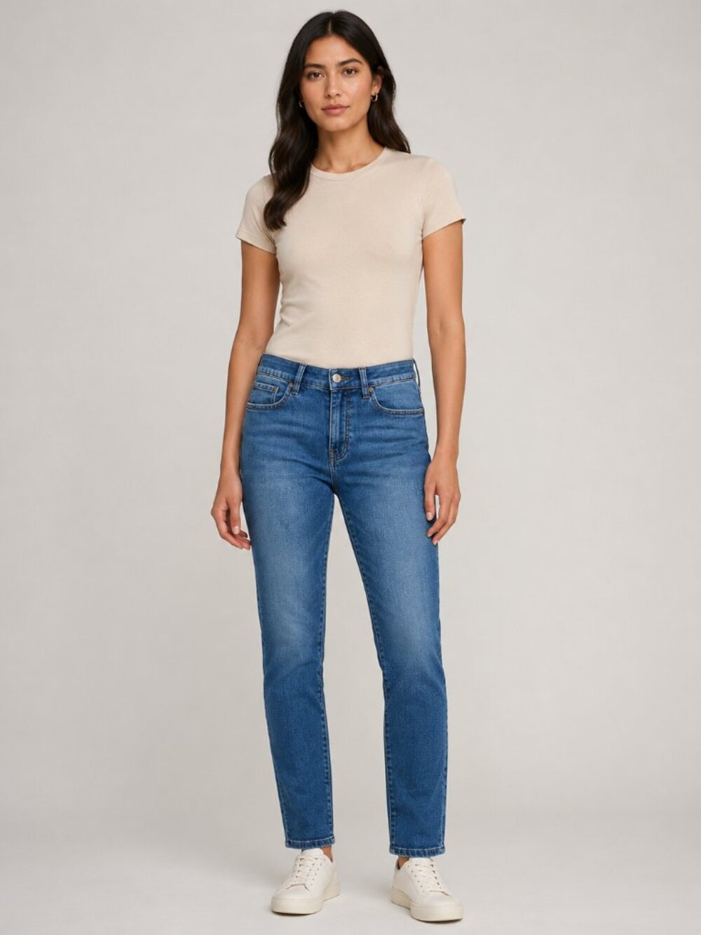 Tahari W30 Medium Wash Blue Stretch Jeans Straight Leg